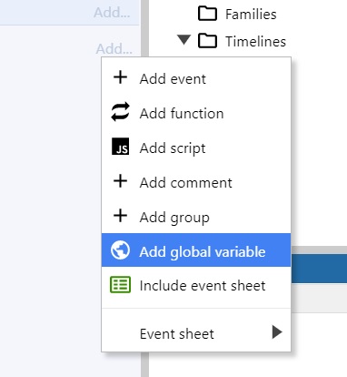 Screenshot of adding a global variable.