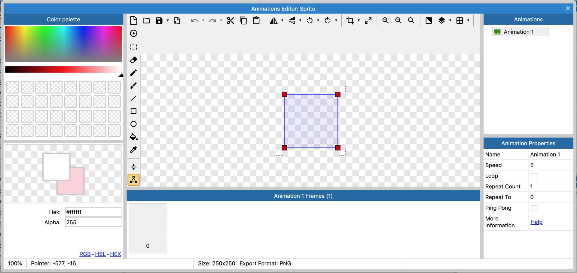 Screenshot of the Construct 3 Animations Editor.