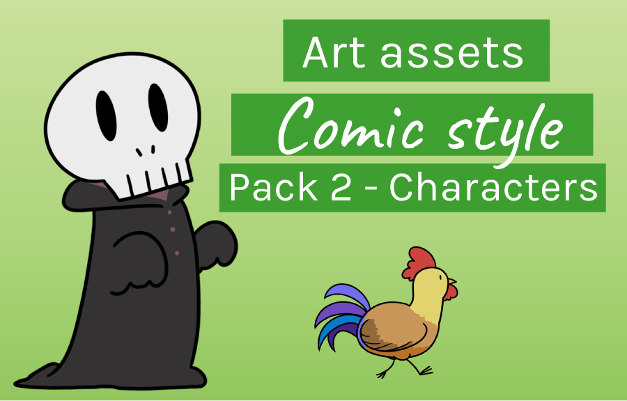 Preview image of comic style character assets.