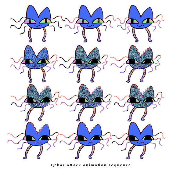 Qchar attack animation sequence.